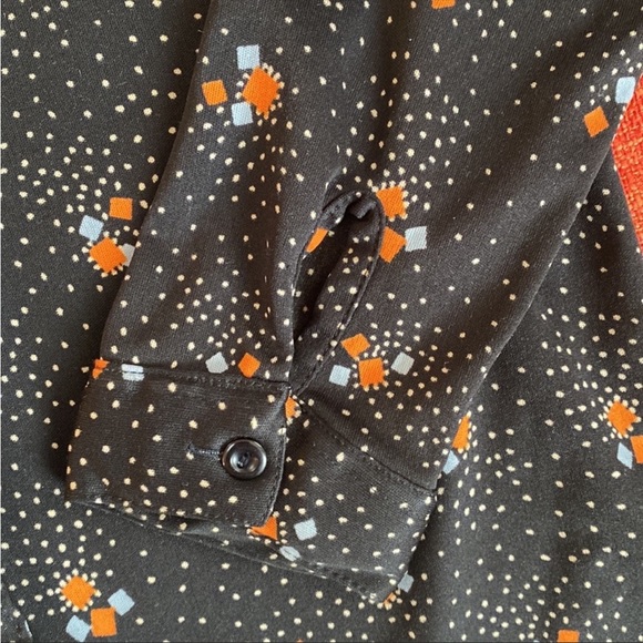 VTG 60’s 70’s Atomic Polyester Groovy Button Down Blouse - Picture 10 of 11